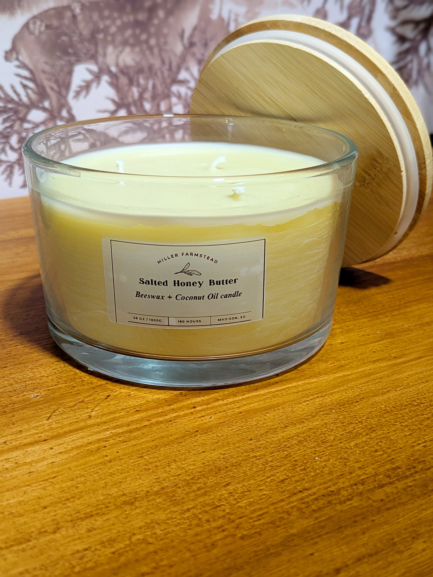 24 oz Beeswax+ Coconut Oil Glass Candle Jar- Salted Honey Butter
