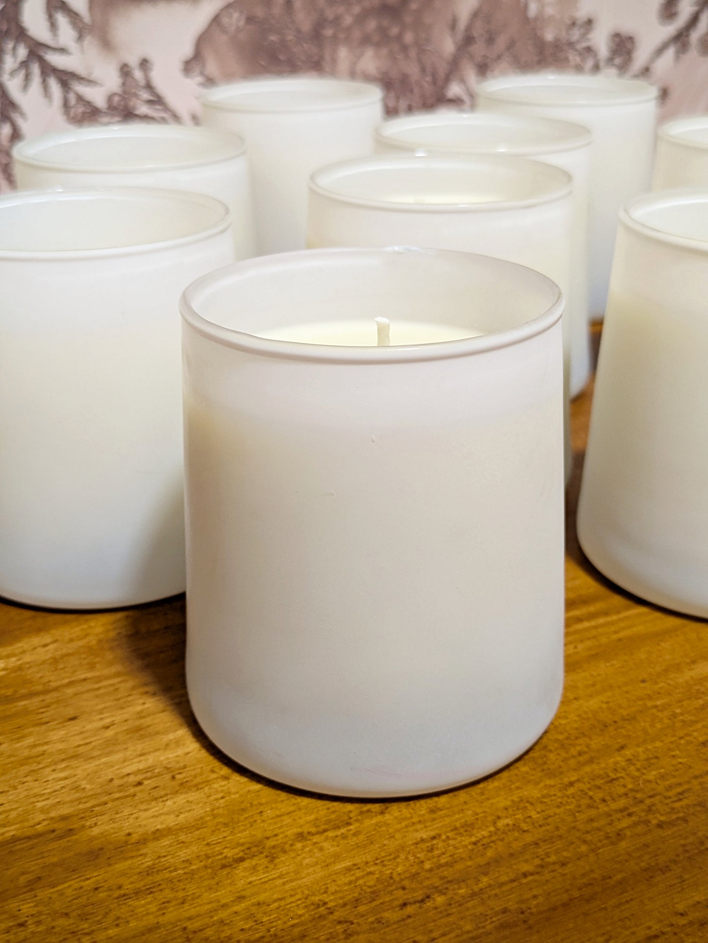 9 oz Beeswax+ Coconut Oil Matte White Candle Jar- Olive Leaf & Citron