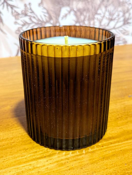 10 oz Beeswax+ Tallow Candle Amber Jar- Coffee Shop